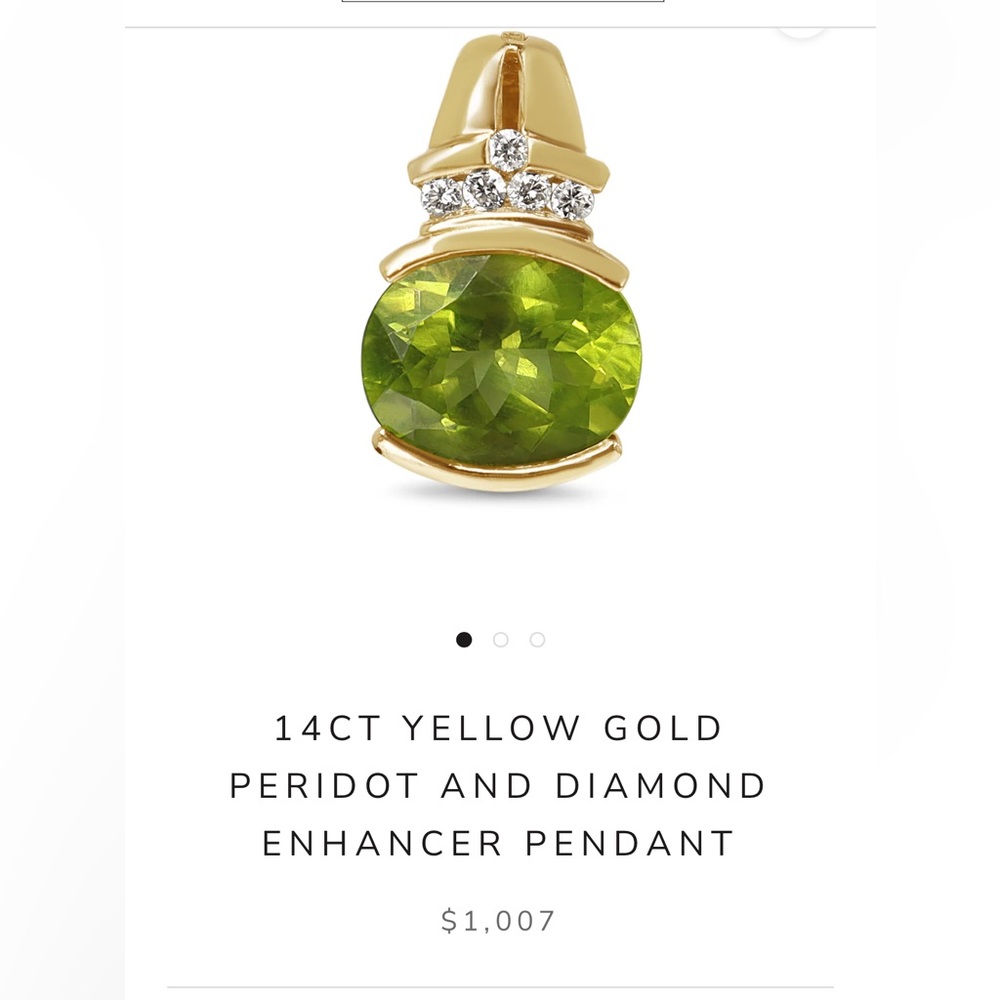 Peridot diamond 14k yellow gold pendant enhancer - Picture 8 of 11